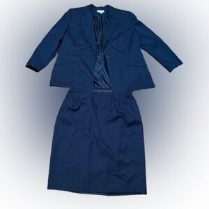Elegant Navy two piece Blue Skirt Suit